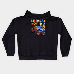 5th Birthday Boy Blaze 5 Year Old Monster Truck Kids Hoodie